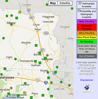 Minor Flooding of Withlacoochee River at Skipper Bridge Road, Lowndes County, Georgia