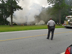 Deputy watching fire