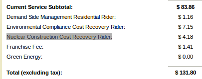 Nuclear Construction Cost Recovery Rider