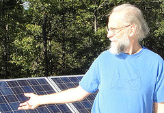 Solar panels on farm workshop --John S. Quarterman