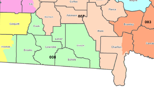 Georgia Senate districts in south Georgia, 2012 elections
