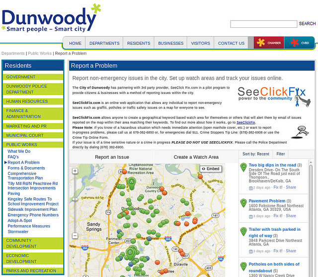 Dunwoody Georgia with citizen-reported map