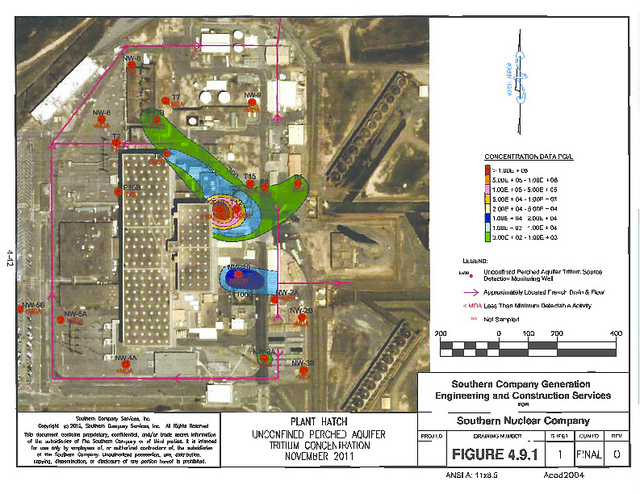 Plant Hatch Unconfined Perched Aquifer Tritium Concentration November 2011