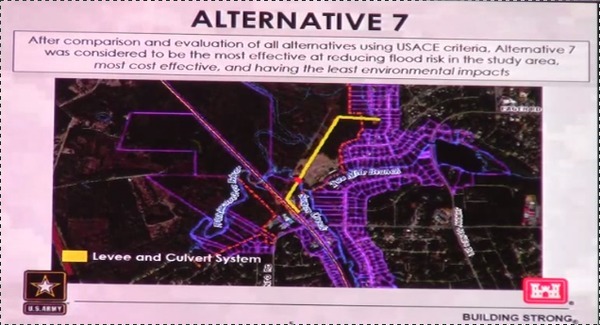 600x325 Levee Map, in Flooding Study --Army Corps of Engineers at Valdosta City Council, by Gretchen Quarterman, for Lowndes Area Knowledge Exchange, 6 May 2014