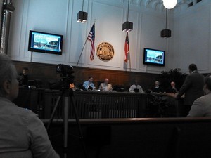 300x225 Gretchen videoing for LAKE, in Flooding Study --Army Corps of Engineers at Valdosta City Council, by John S. Quarterman, for Lowndes Area Knowledge Exchange, 6 May 2014