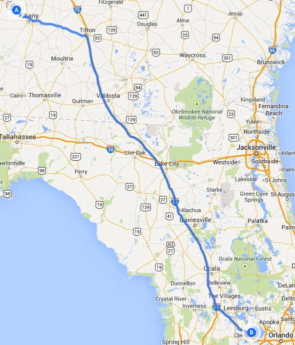 Armena, GA to Ferndale, FL, in Alternative 2: Armena to US 82 to I-75 to FL Turnpike, FERC to Sabal Trail, by John S. Quarterman, 14 September 2014