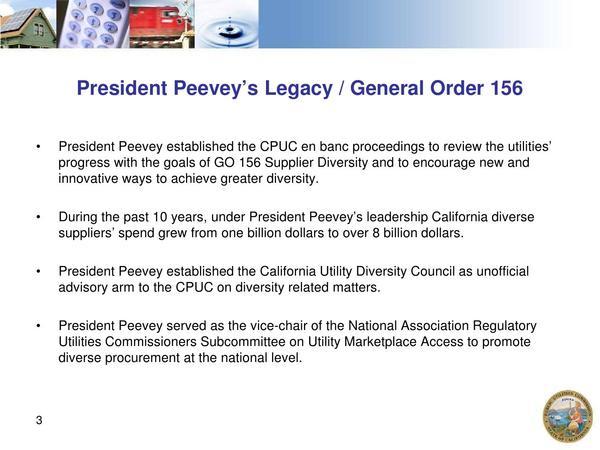 600x450 President Peeveyâ??s Legacy / General Order 156, in A Best Practices Leadership Forum for Small Utilities, by Carol A. Brown, Chief of Staff to President Michael R. Peevey, 2 April 2013