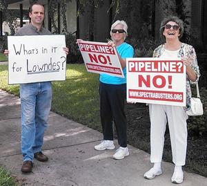 300x269 Tom Hochschild and two other protesters, in Protest against Sabal Trail Pipeline, by John S. Quarterman, 9 September 2014