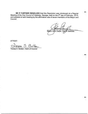 300x389 Signed, in Resolution against  million tax local tax loss to HB 170., by City of Valdosta, 5 February 2015