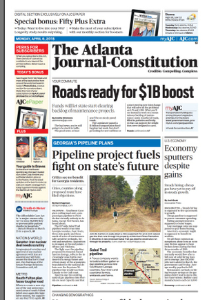 300x434 Page A1, in Sabal Trail front page Atlanta Journal-Constitution, by John S. Quarterman, 3 April 2015