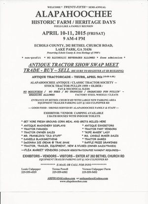 300x413 Flyer, in Alapahoochee Historic Farm Heritage Days, by John S. Quarterman, 10 April 2015