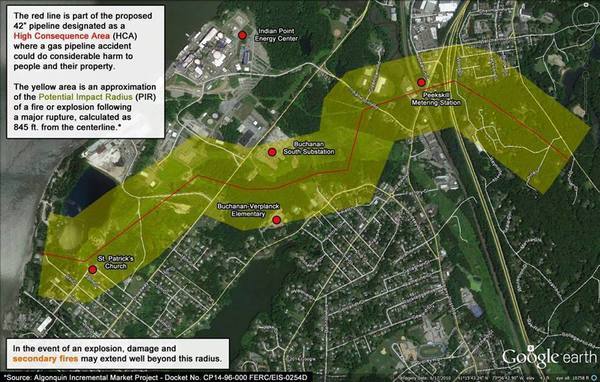 600x382 Location map, in NRC on Spectra AIM fracked methane pipeline past Indian Point nuke, by Stop the Algonquin Pipeline Expansion (SAPE), 15 July 2015