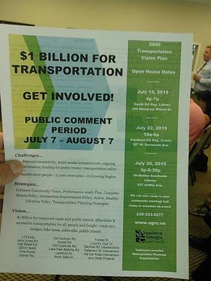 Public Comment Period, 2040 Transportation Vision Plan, SGRC