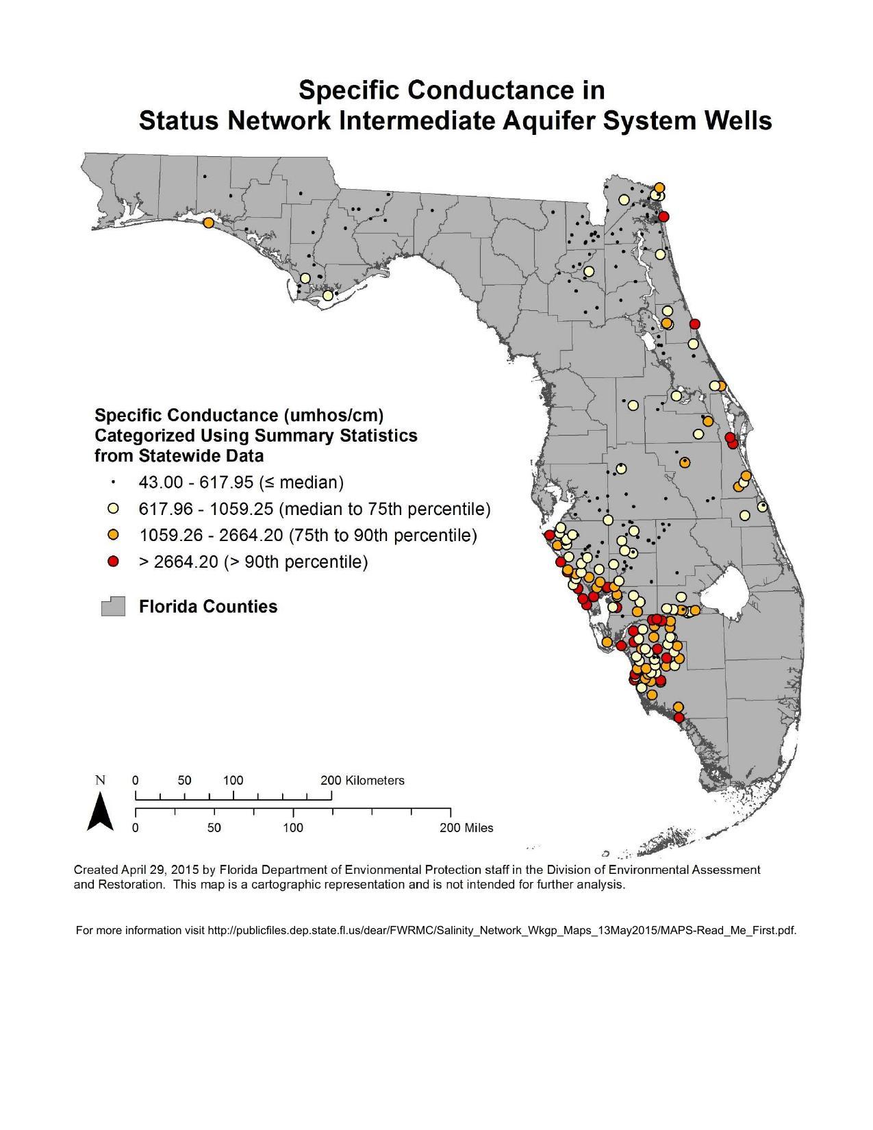 1275x1650 Specific Conductance in Status Network Intermediate Aquifer System Wells, in Florida Well Salinity Study, by FL-DEP, 13 July 2015
