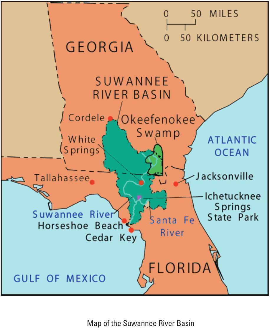 916×1124 Map of Suwannee River Basin, in Suwannee River Basin and