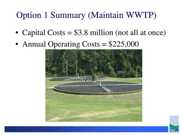 Option 1 Summary Maintain WWTP