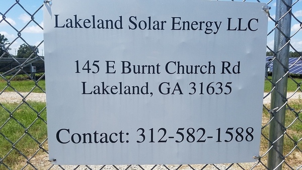 Lakeland Solar Energy LLC, 154 E Burnt Church Road, Lakeland, GA 31635, 312-582-1588