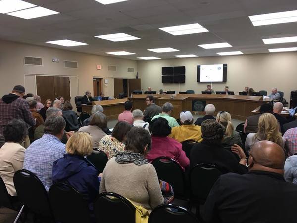 lower left: Joyce Evans, Bill Slaughter, Lowndes County Commission, Crowd