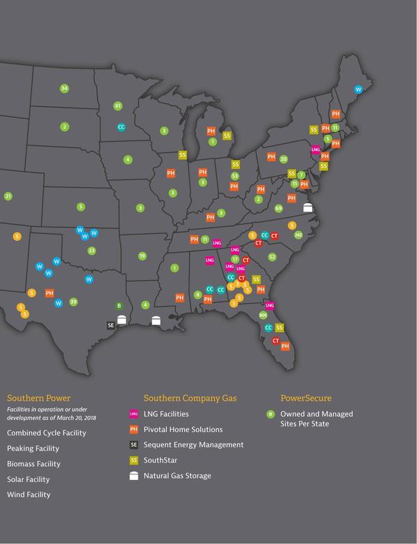 Facilities in Operation or Development as of March 20, 2018, Annual Report