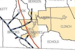 Lowndes, Berrien, Lanier, Clinch Counties, AGL Map
