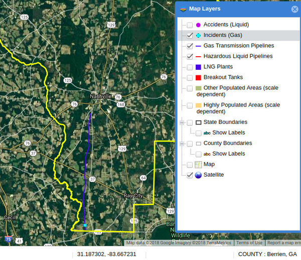 SONAT Berrien, Map