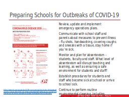 Preparing Schools for Outbreaks of COVID-19