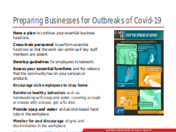 Preparing Businesses for Outbreaks of Covid-19