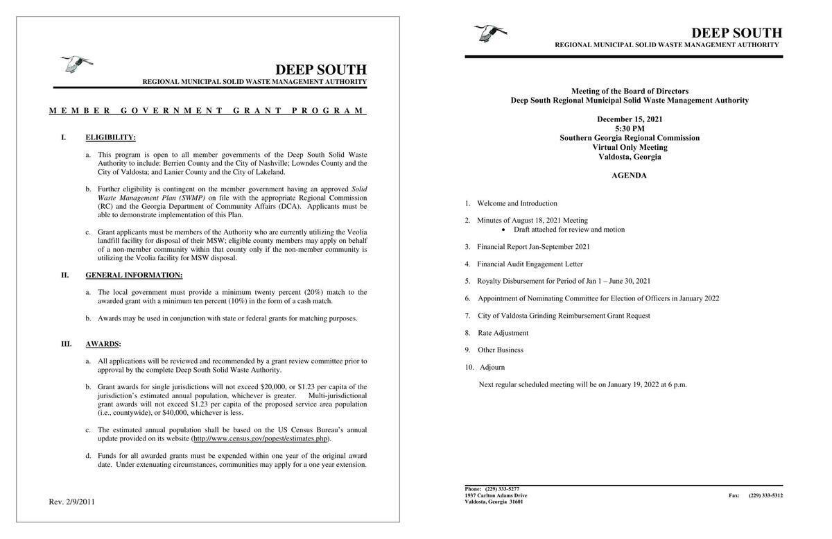 [Mulching Grant Application, Agenda @ DSSWA 2021-12-15]