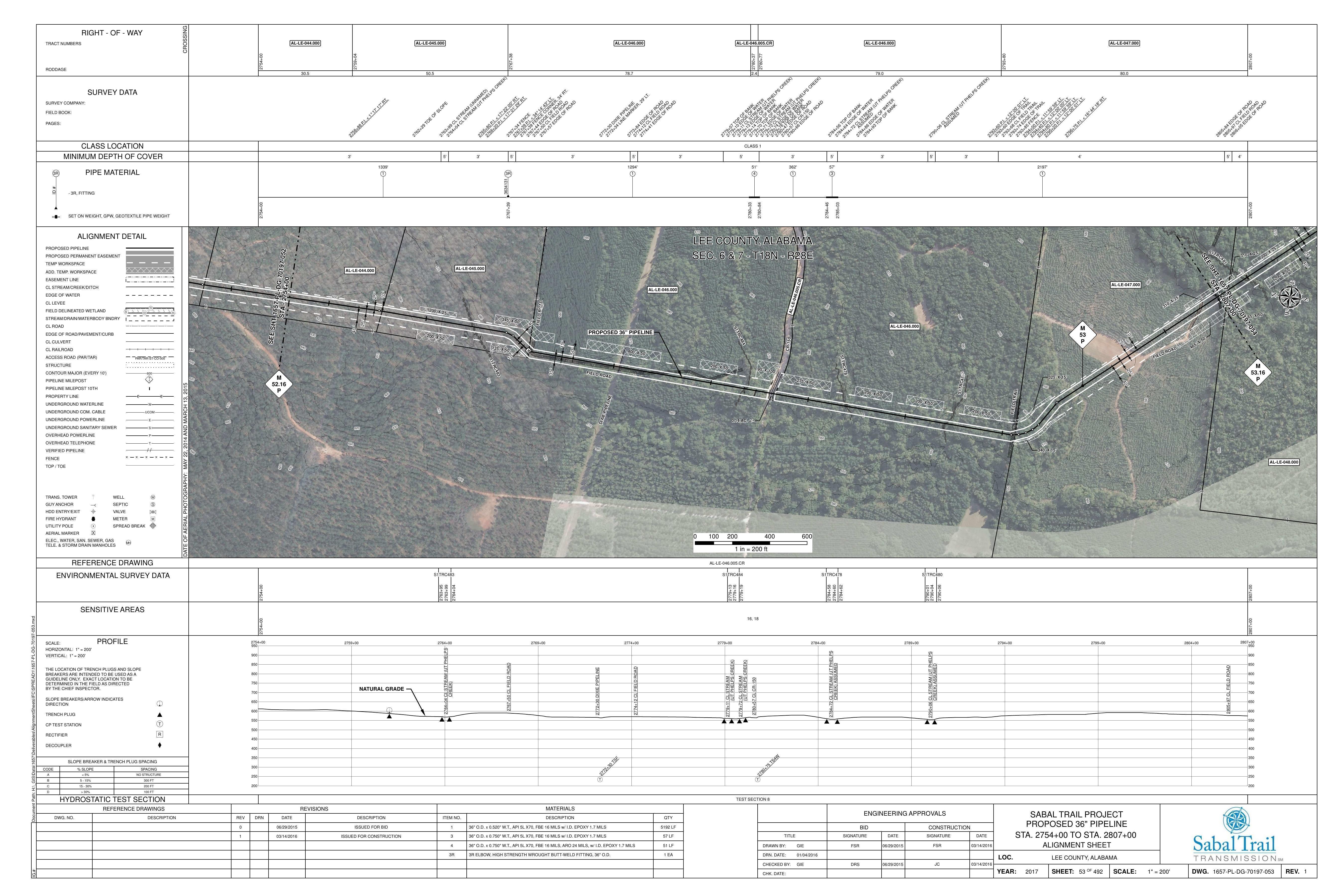 1657-PL-DG-70197-053, STA. 2754+00 TO STA. 2807+00, MP 52.16, MP 53, MP 53.16, (UT PHELPS CREEK), 2772+30 DIXIE PIPELINE, LEE COUNTY, ALABAMA