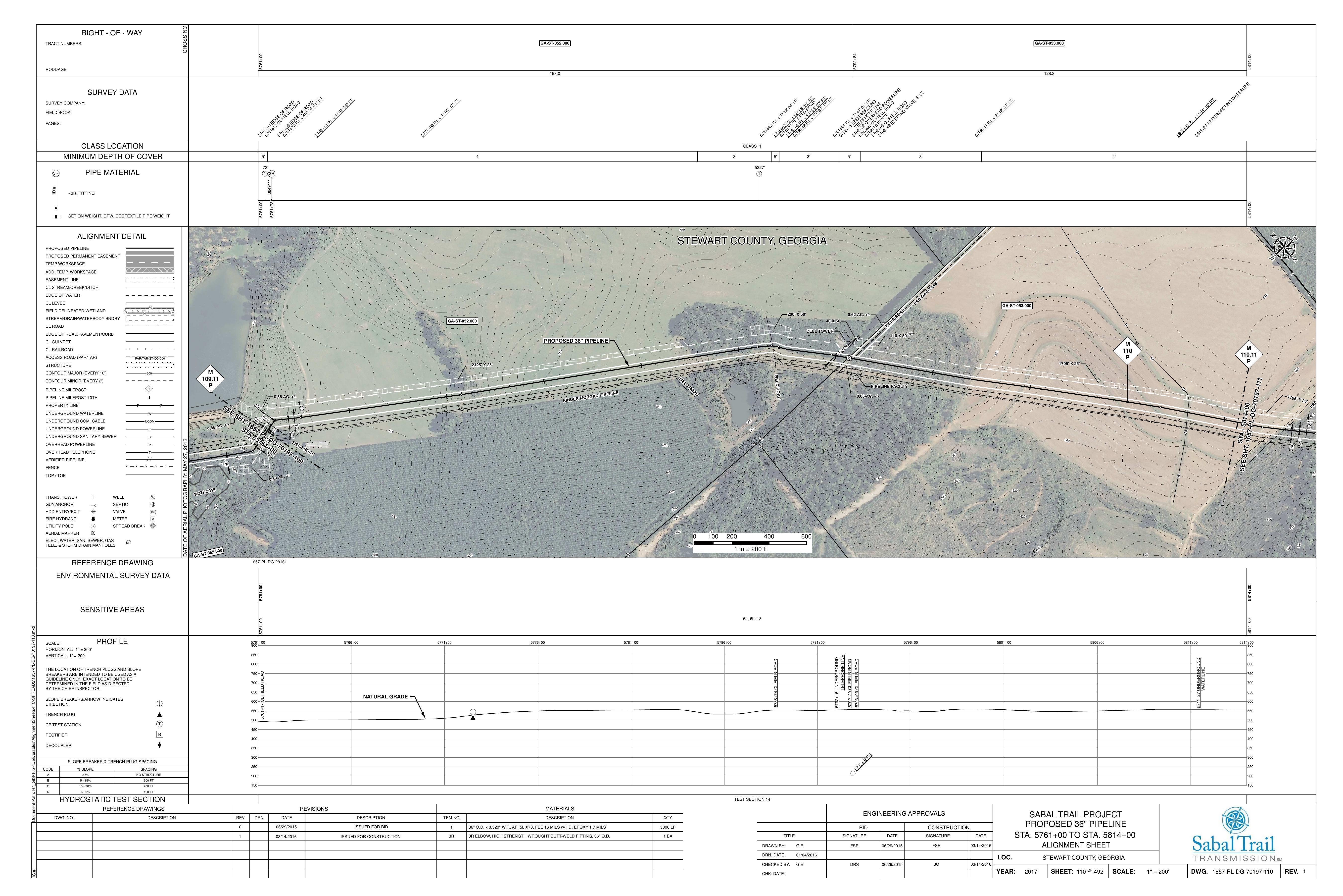 1657-PL-DG-70197-110, STA. 5761+00 TO STA. 5814+00, MP 109.11, MP 110, MP 110.11, PIPELINE FACILTY, STEWART COUNTY, GEORGIA