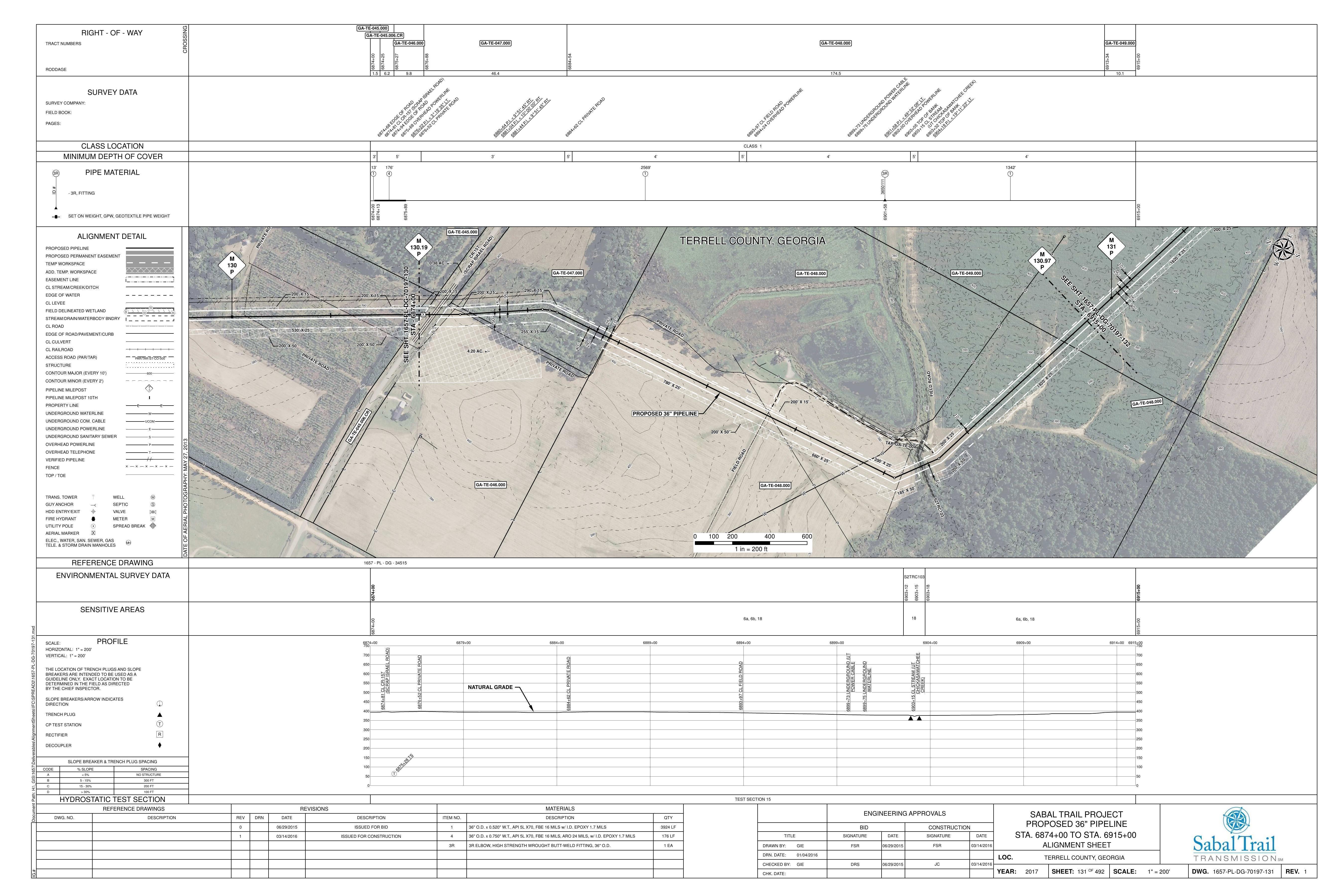 1657-PL-DG-70197-131, STA. 6874+00 TO STA. 6915+00, MP 130, MP 130.19, MP 130.97, MP 131, (SCRAP ISRAEL ROAD), TERRELL COUNTY, GEORGIA