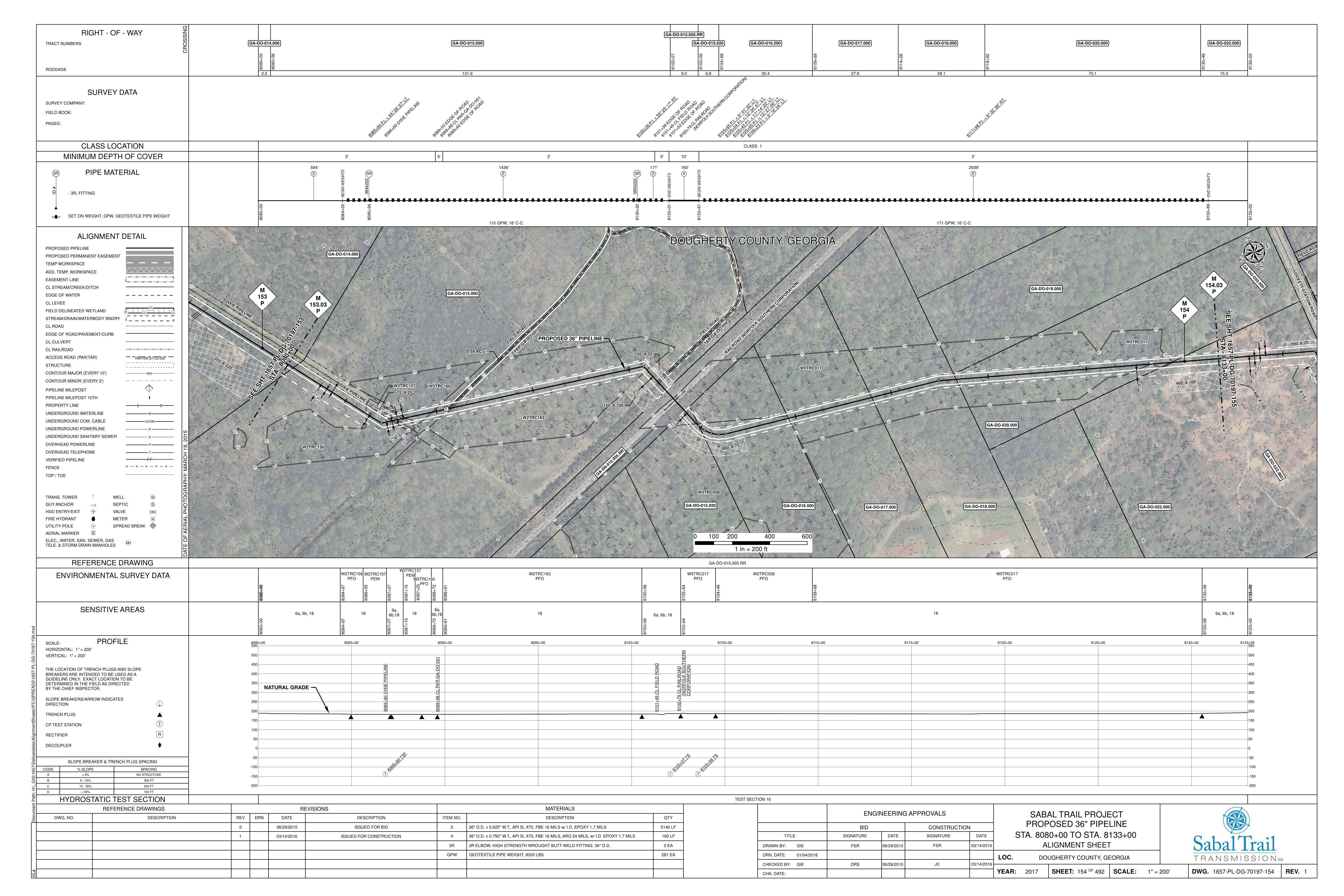 1657-PL-DG-70197-154, STA. 8080+00 TO STA. 8133+00, MP 153, MP 153.03, MP 154, MP 154.03, 8086+80 DIXIE PIPELINE, 36-inch PIPELINE, DOUGHERTY COUNTY, GEORGIA