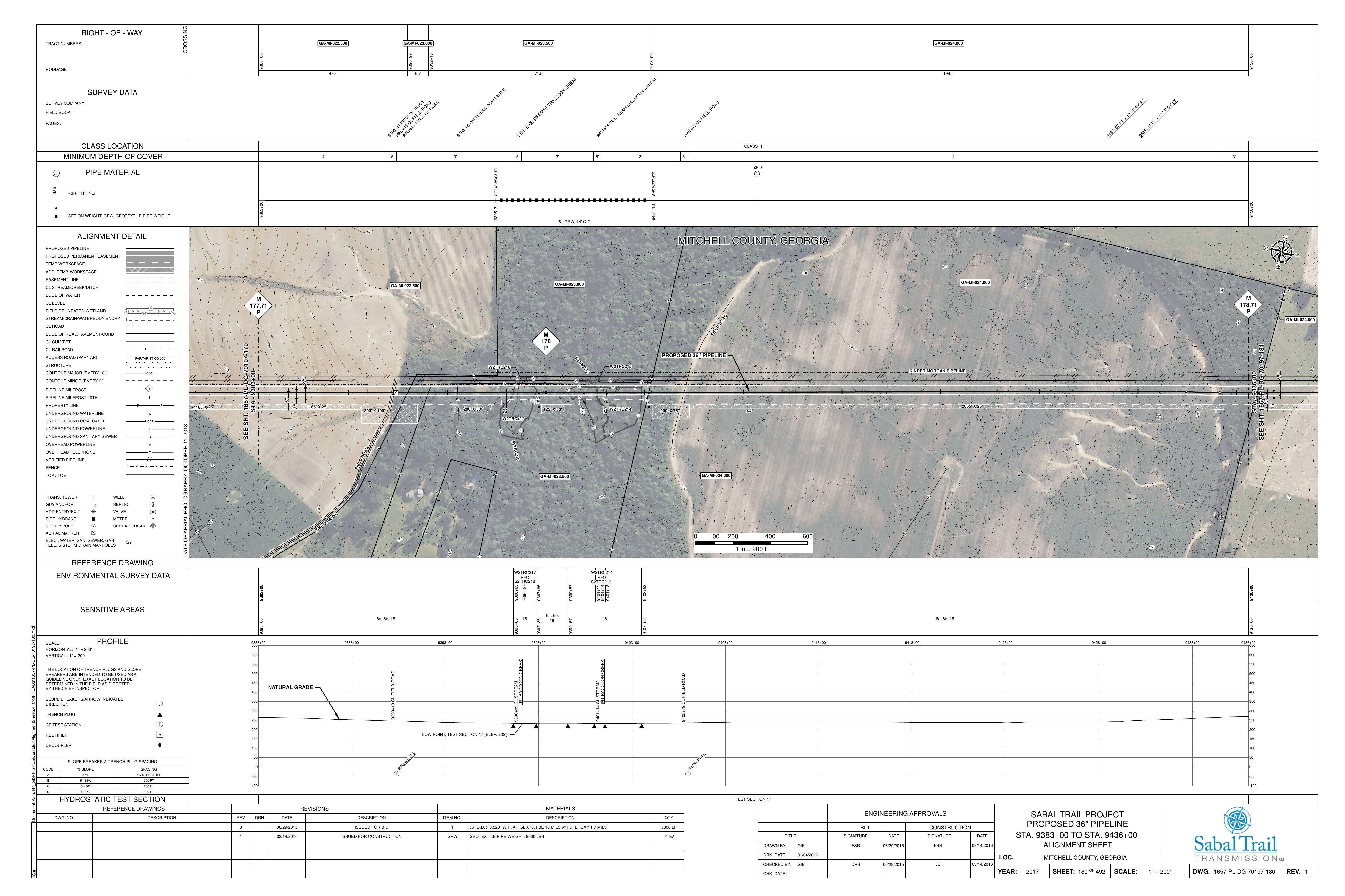 1657-PL-DG-70197-180, STA. 9383+00 TO STA. 9436+00, MP 177.71, MP 178, MP 178.71, KINDER MORGAN PIPELINE, (UT RACCOON CREEK), 12220 HWY 93, BACONTON, GA 31716, MITCHELL COUNTY, GEORGIA, 31.351624, -84.022632