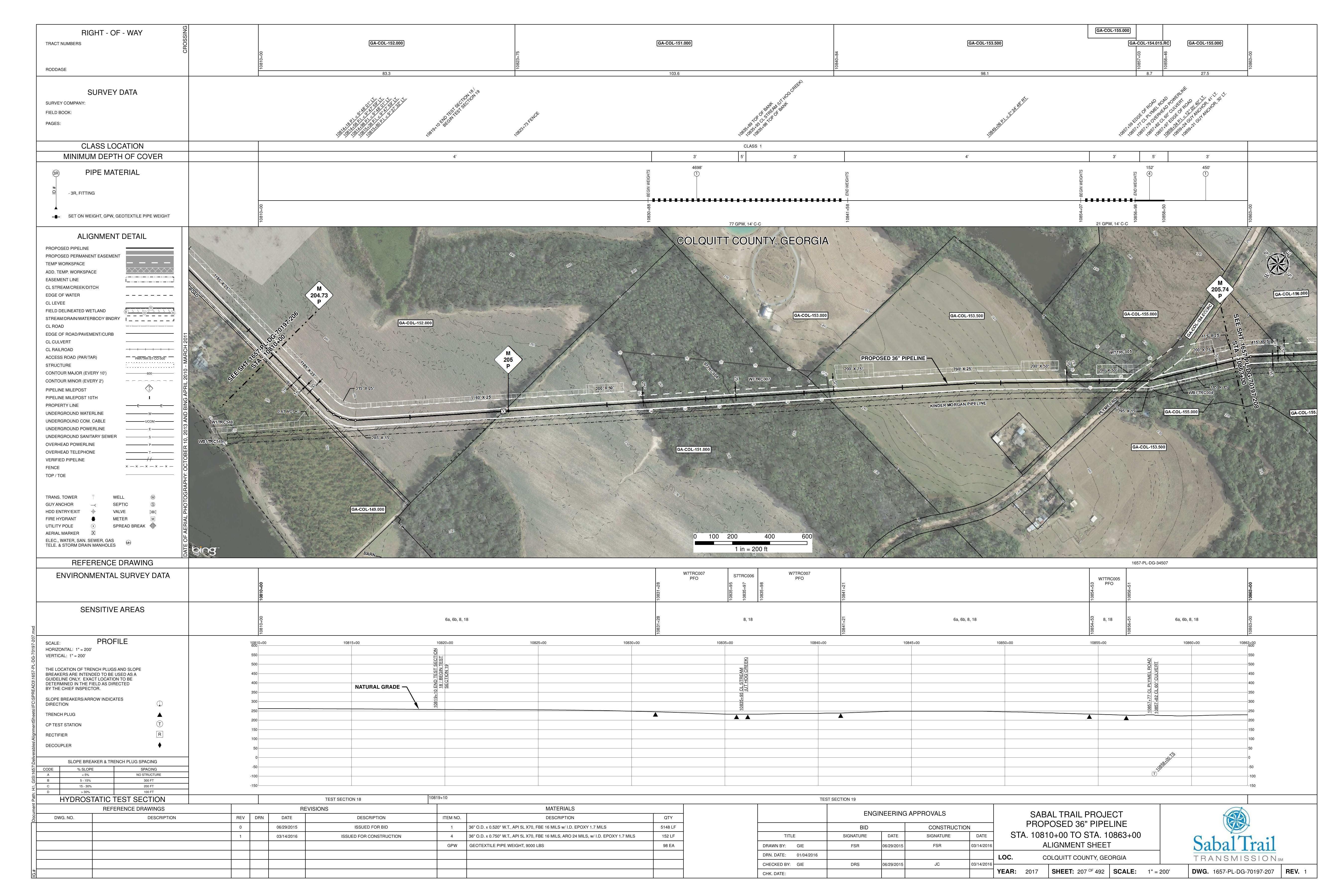 1657-PL-DG-70197-207, STA. 10810+00 TO STA. 10863+00, MP 204.73, MP 205.74, 10857+77 CL PLYMEL ROAD, (UT HOG CREEK), see later variance, COLQUITT COUNTY, GEORGIA, 31.070209, -83.730753