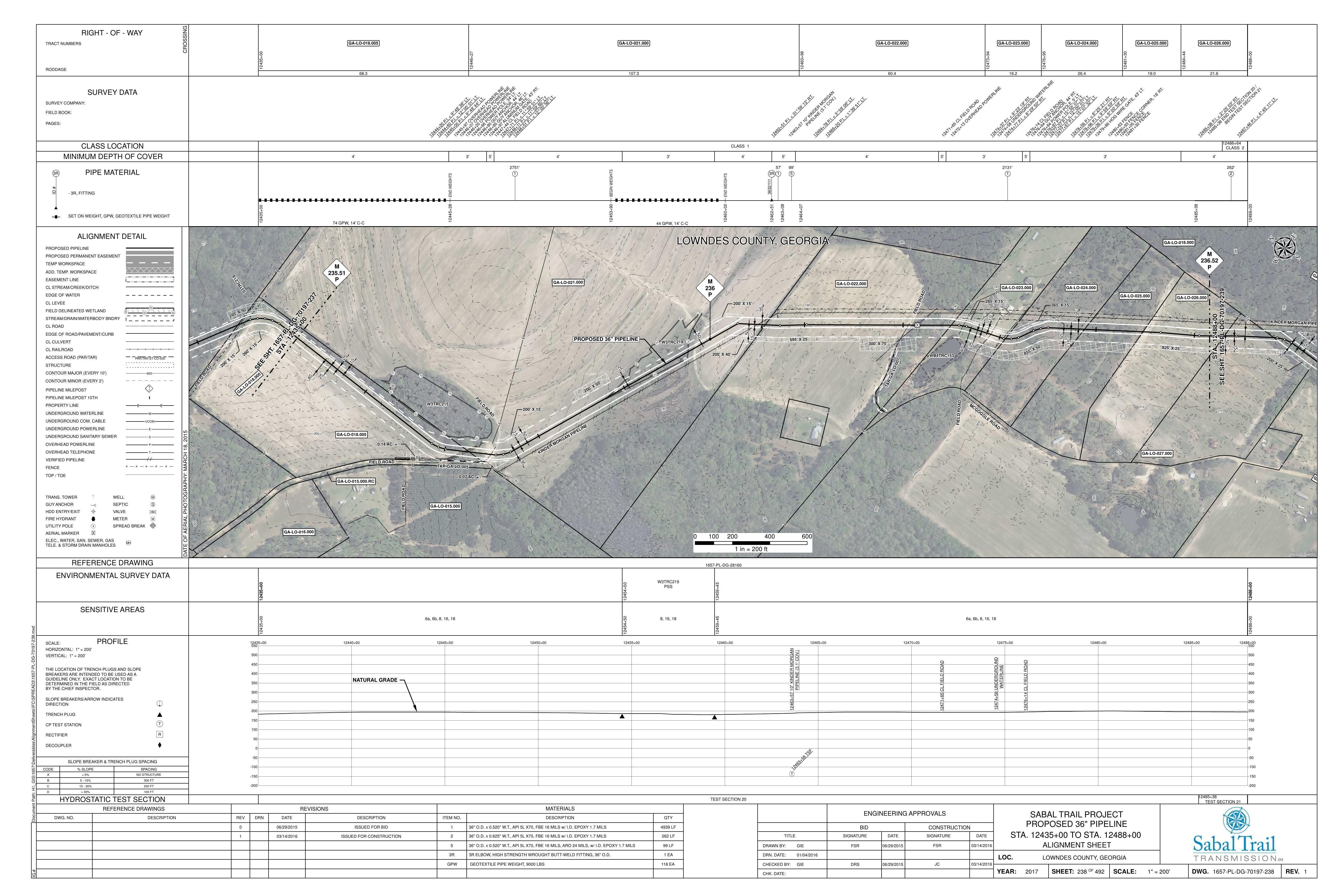 1657-PL-DG-70197-238, STA. 12435+00 TO STA. 12488+00, MP 235.51, MP 236, MP 236.52, PIPELINE (3.1' COV.), McGoggle Road, LOWNDES COUNTY, GEORGIA, 30.757452, -83.405023