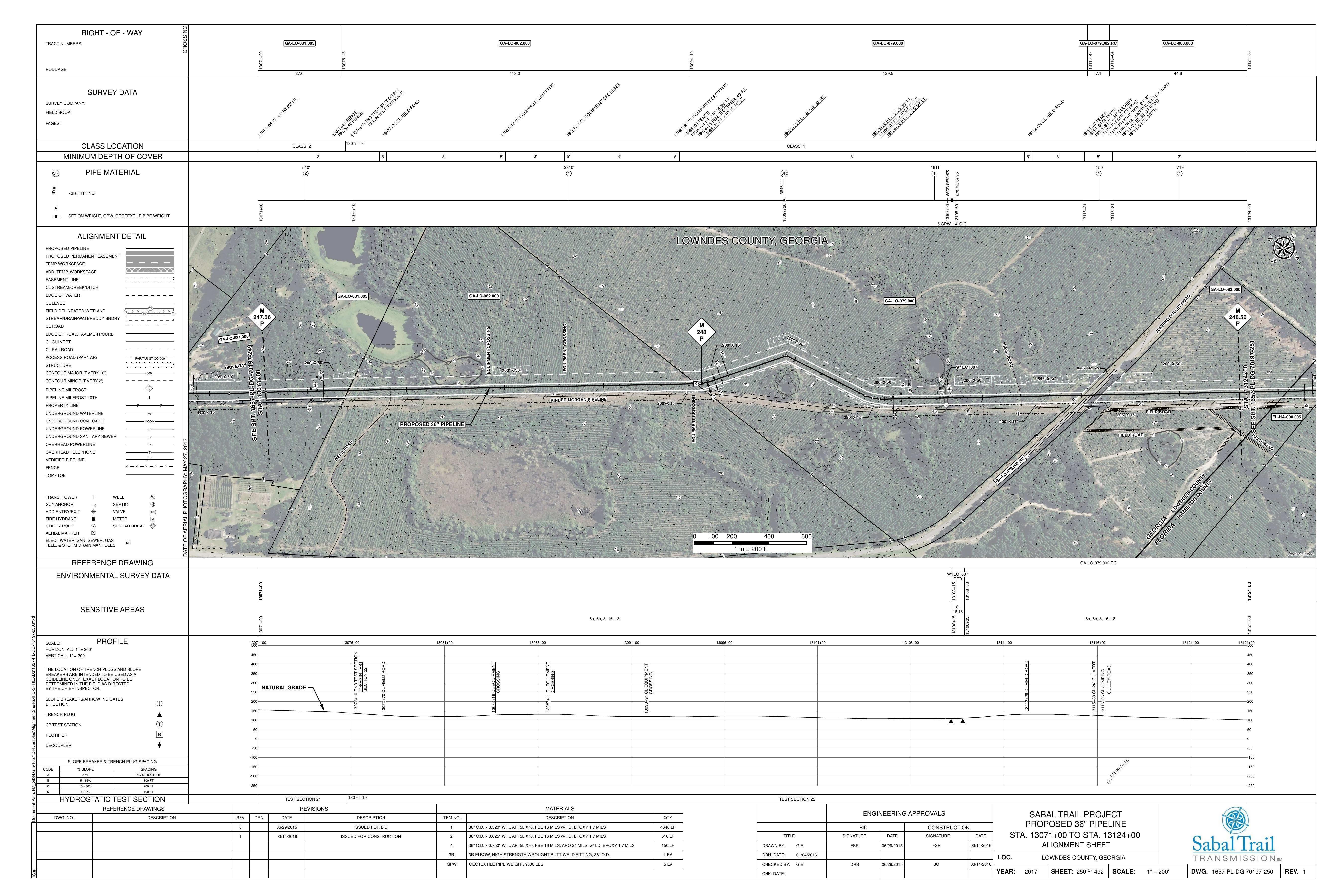 1657-PL-DG-70197-250, STA. 13071+00 TO STA. 13124+00, MP 247.56, MP 248, MP 248.56, JUMPING GULLEY ROAD, KINDER MORGAN PIPELINE, LOWNDES COUNTY, GEORGIA, 30.634453, -83.274311