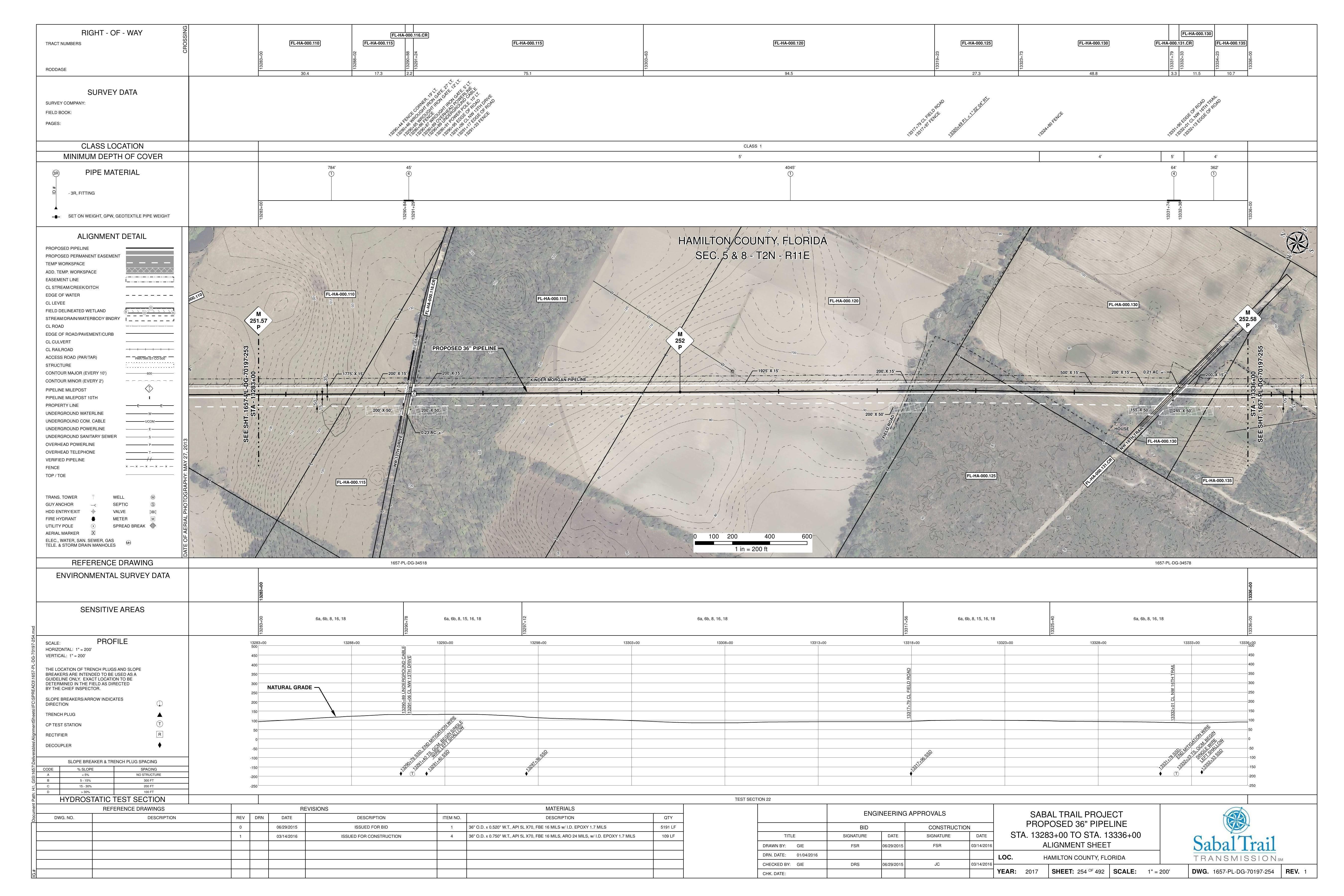 1657-PL-DG-70197-254, STA. 13283+00 TO STA. 13336+00, MP 252.58, KINDER MORGAN PIPELINE, NW 13th Drive, NW 16th Trail, HAMILTON COUNTY, FLORIDA, 30.599025, -83.242411