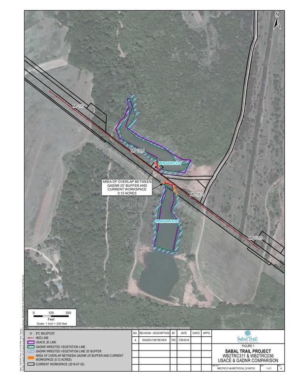 WB2TRC311 & WB2TRC036, WORKSPACE (0.12 ACRES), CURRENT WORKSPACE (2016-07-25), USACE & GADNR COMPARISON, Terrell County, GA