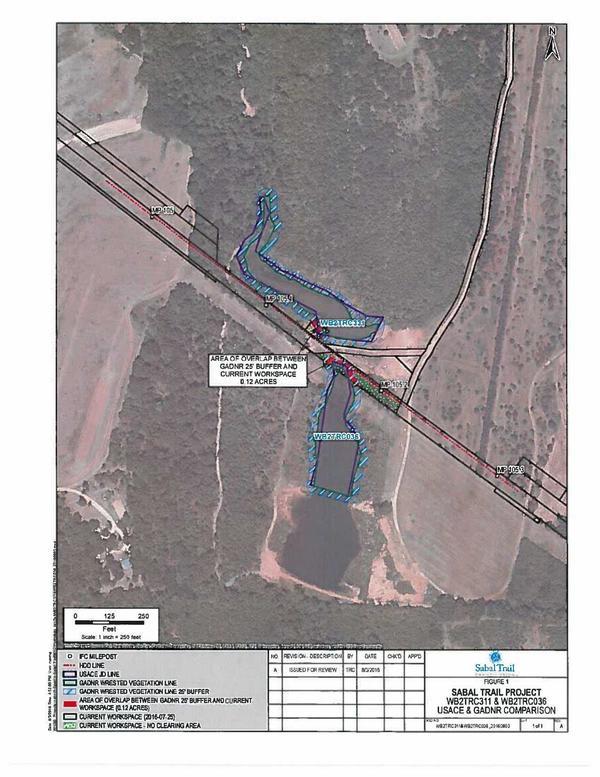 WB2TRC311 & WB2TRC036, WORKSPACE (0.12 ACRES), CURRENT WORKSPACE (2016-07-25), CURRENT WORKSPACE - NO CLEARING AREA, USACE & GADNR COMPARISON, Terrell County, GA