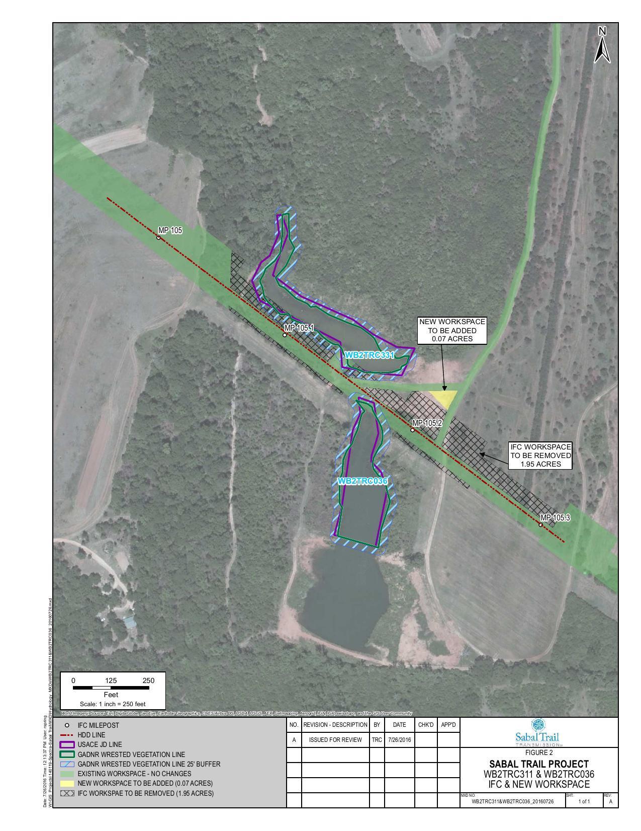 WB2TRC311 & WB2TRC036, EXISTING WORKSPACE - NO CHANGES, NEW WORKSPACE TO BE ADDED (0.07 ACRES), IFC & NEW WORKSPACE, Terrell County, GA