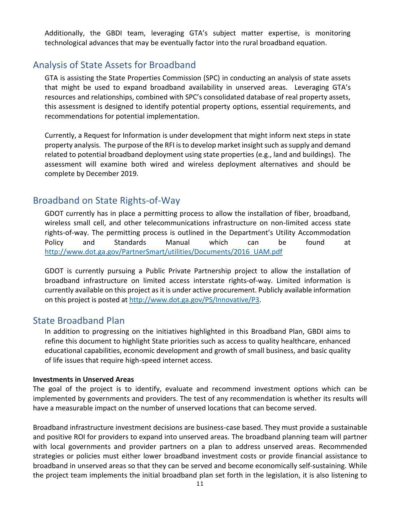 State RoW and Broadband Plan