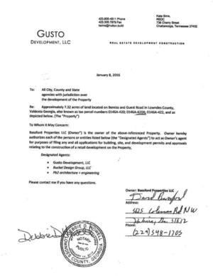 [Letter from Gusto Development, parcels 0146A-420; 0146A-420A; 0146A-422]