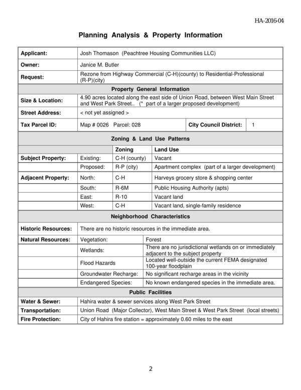 Planning Analysis & Property Information