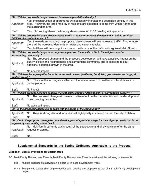 Applicable Supplemental Standards in the Zoning Ordinance