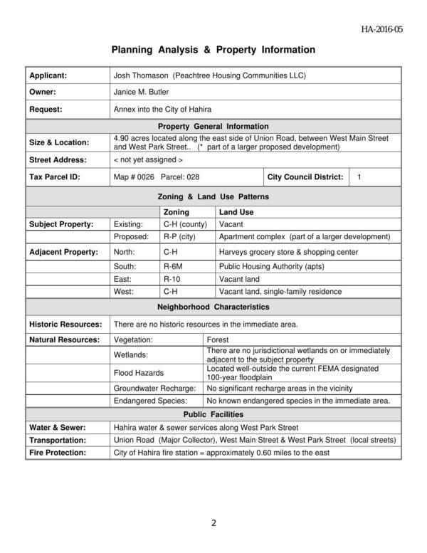 Planning Analysis & Property Information