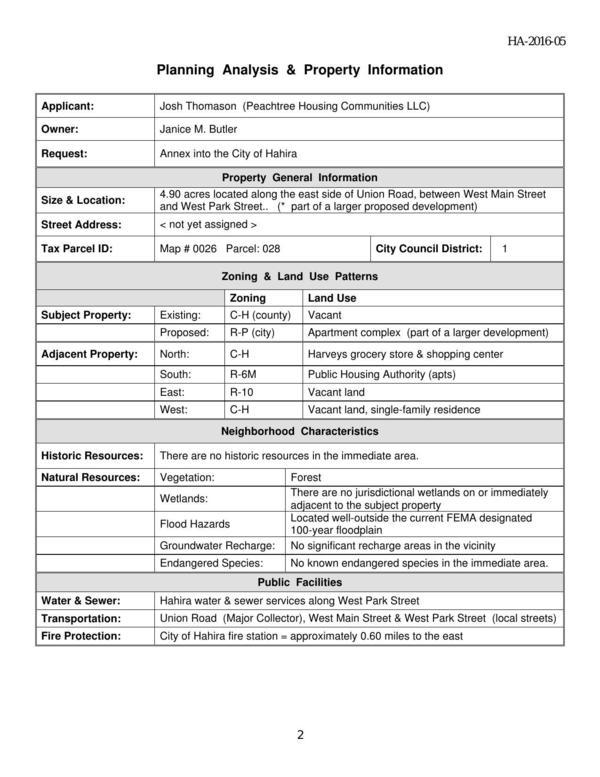 Planning Analysis & Property Information