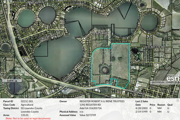 [114.7 acres to R-10, Parcel 0221C 001, Tax Assessors Map]