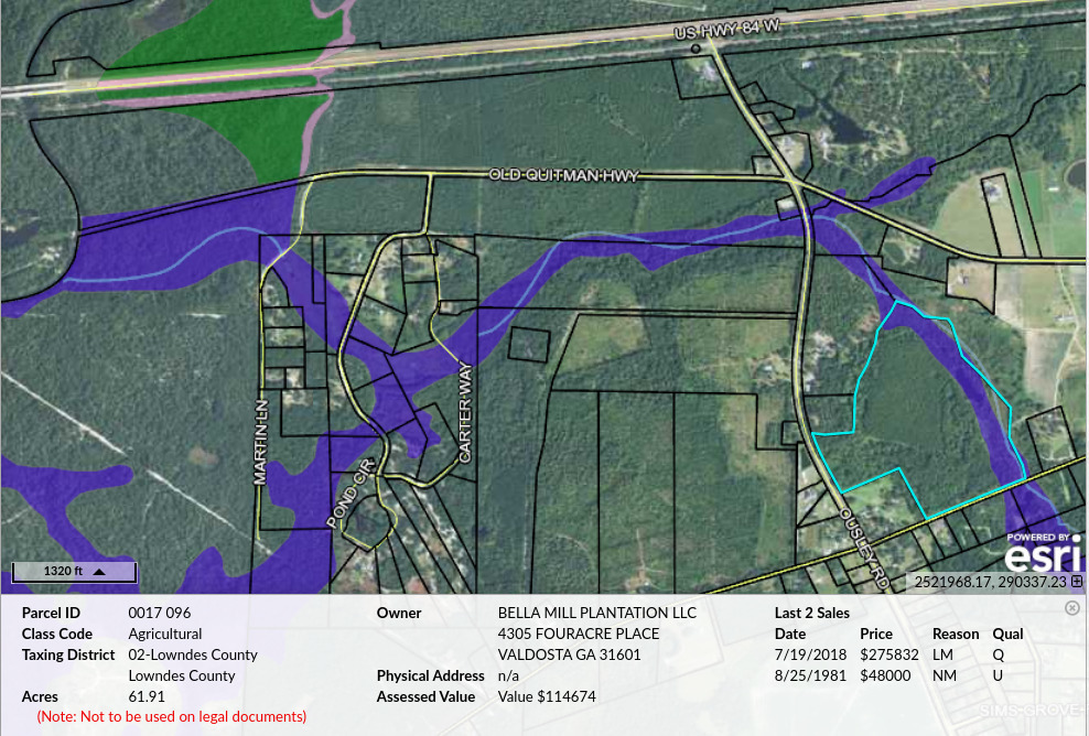 Tiger Creek and Parcel 0017 096, Tax Assessors Map