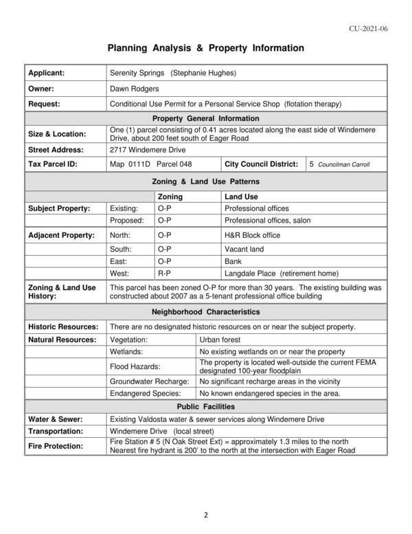 Planning Analysis & Property Information