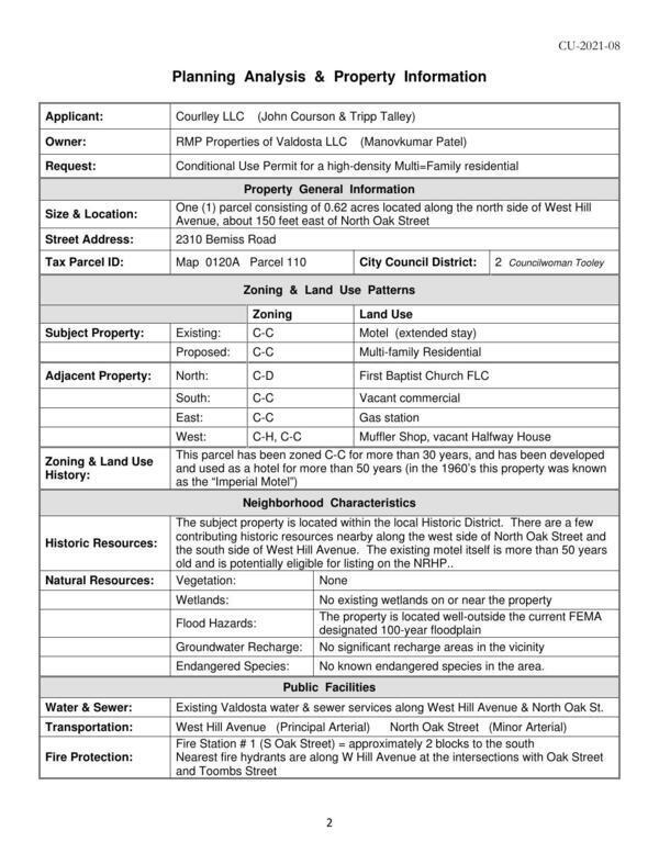 Planning Analysis & Property Information